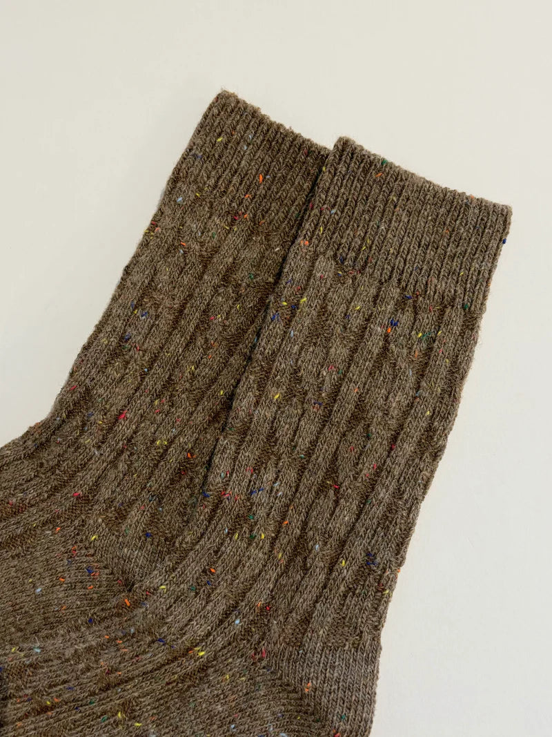 Cable Crew Socks Brown