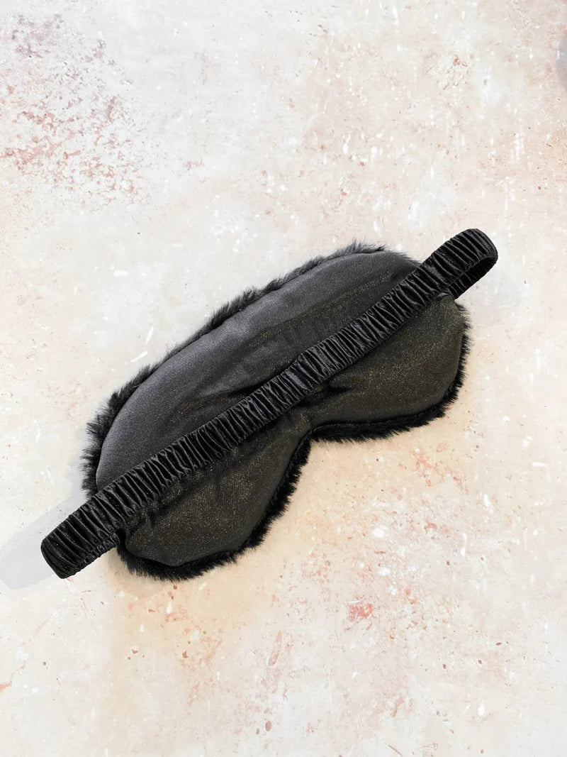 Fluffy Satin Eye Mask Black