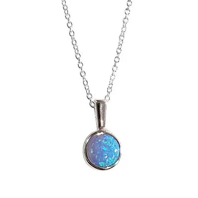 Round Blue Opal Necklace