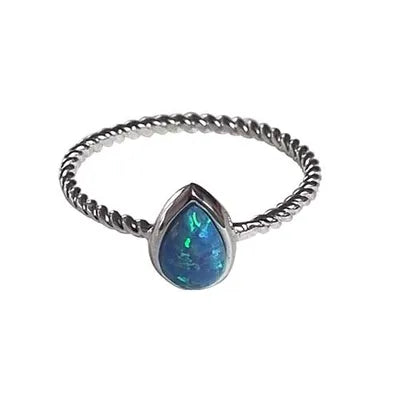 Sterling Silver 6mm Teardrop Opal-Look Ring