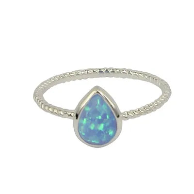 Sterling Silver 8mm Teardrop Opal-Look Ring
