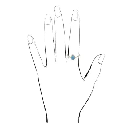 Sterling Silver 8mm Teardrop Opal-Look Ring