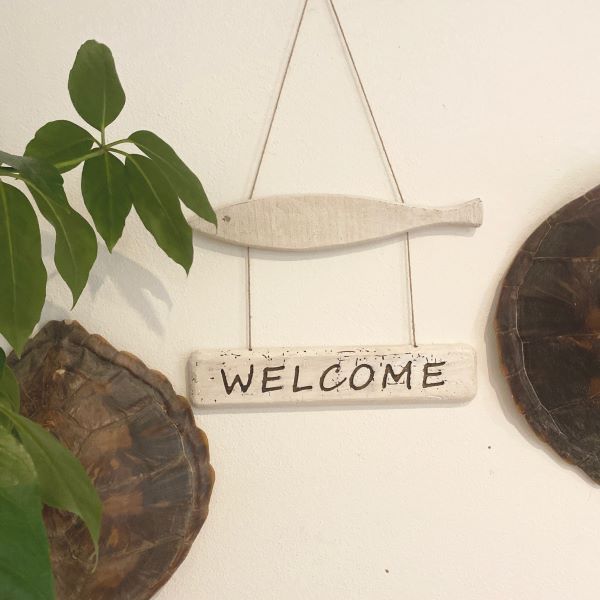 Timber Fish 'Welcome' Sign