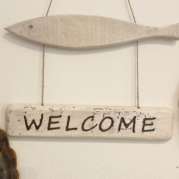 Timber Fish 'Welcome' Sign