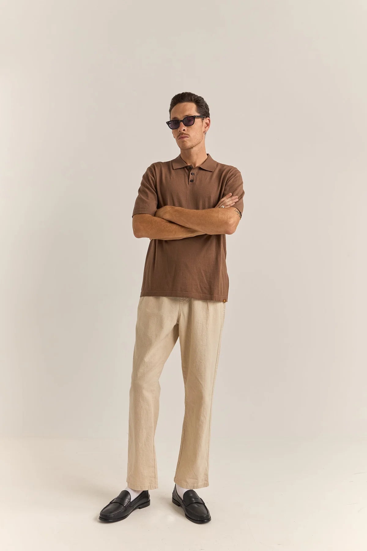 Essential Knit Short Sleeve Polo - Brown