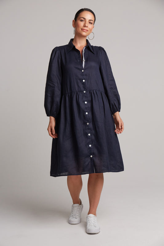 Studio Midi Shirt Dress - Navy