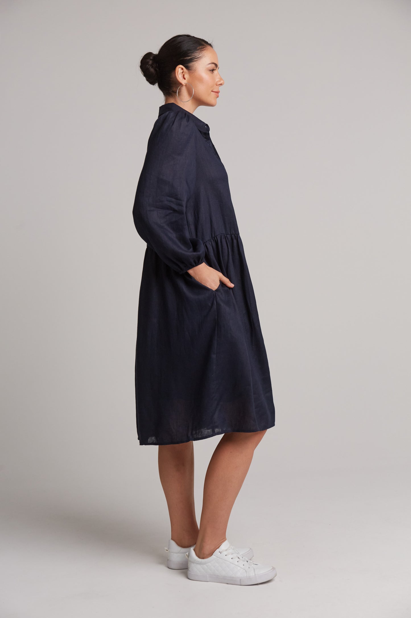 Studio Midi Shirt Dress - Navy