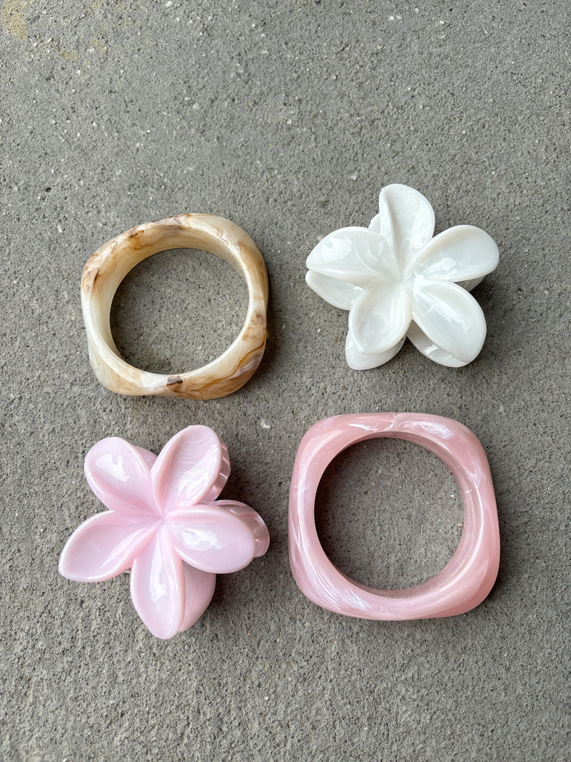 Hibiscus Flower Hair Clip White