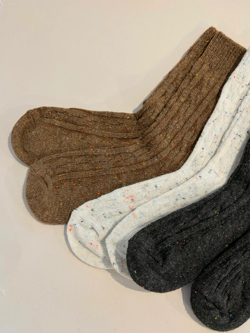 Cable Crew Socks Brown