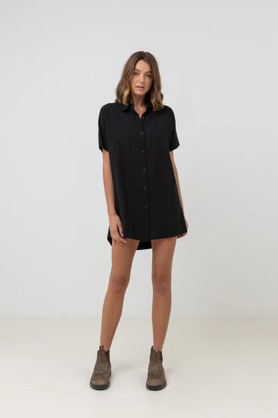 Classic Shirt Dress - Black