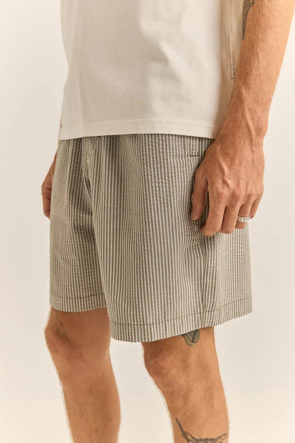 Seersucker Stripe Short Olive