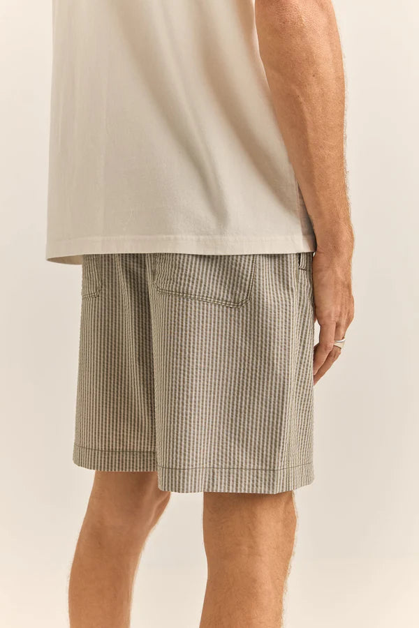 Seersucker Stripe Short Olive