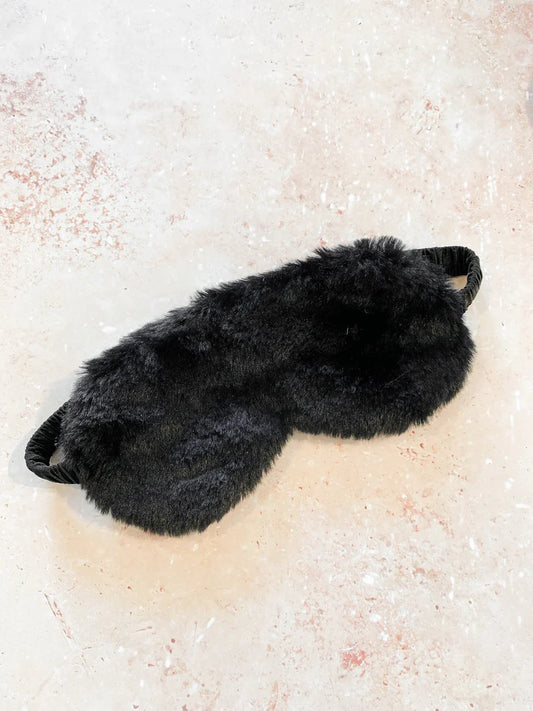 Fluffy Satin Eye Mask Black
