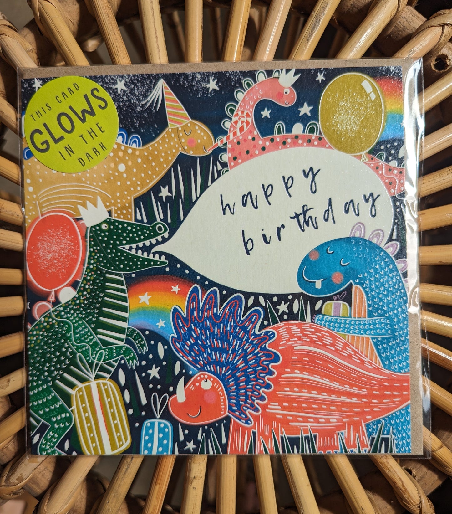 Glow in the dark Dinosaur Birthday Card