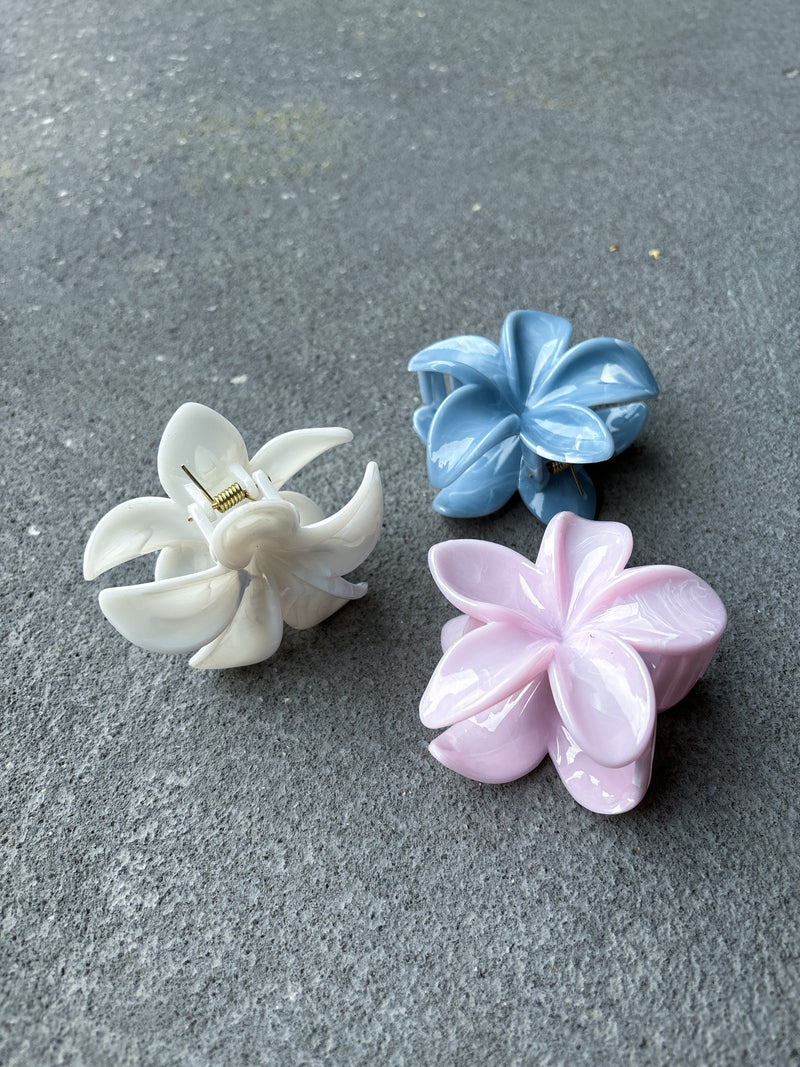 Hibiscus Flower Hair Clip White
