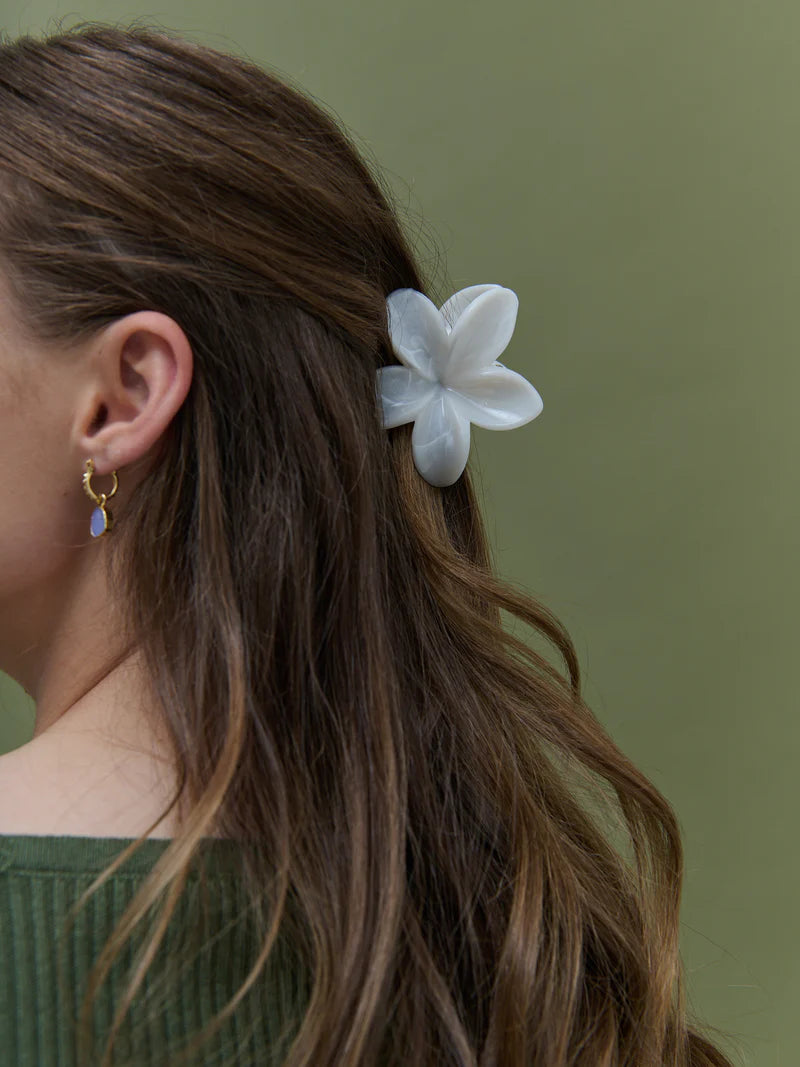 Hibiscus Flower Hair Clip White