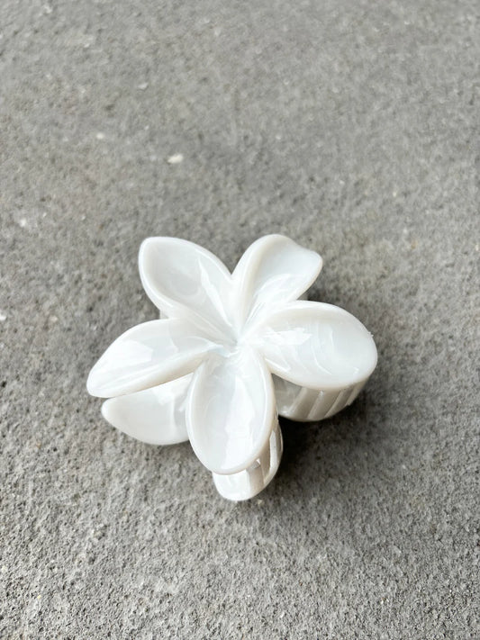 Hibiscus Flower Hair Clip White