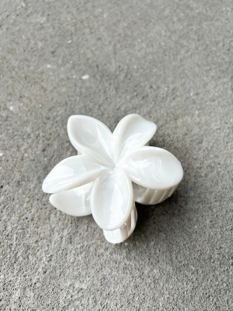Hibiscus Flower Hair Clip White