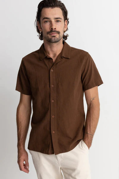 Classic Linen Short Sleeve Shirt - Chocolate