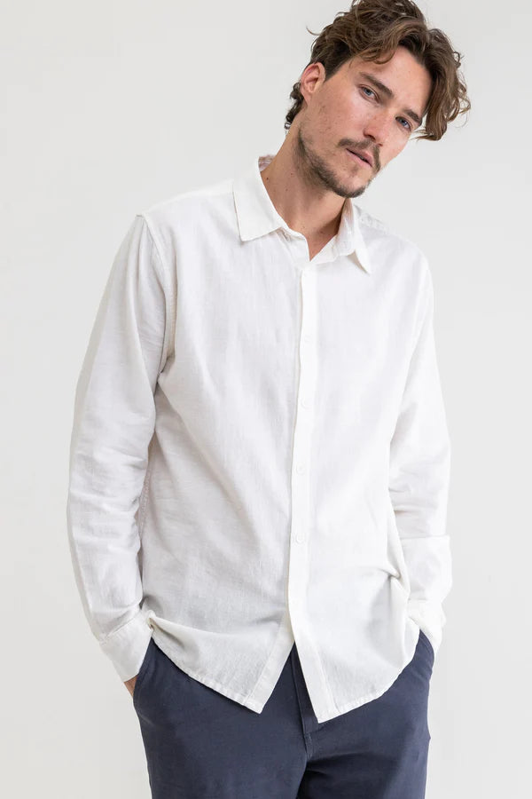 Classic Linen Long Sleeve Shirt - White