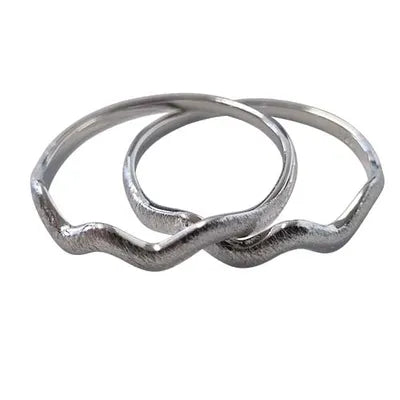 Brushed Sterling Silver Wavy Ring