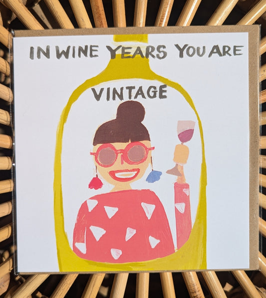 Wine Years Vintage Birthday Card