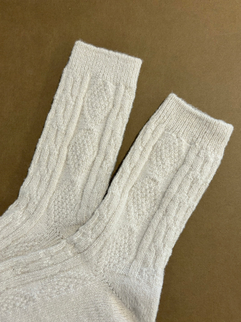 Wool Crew Socks Cream