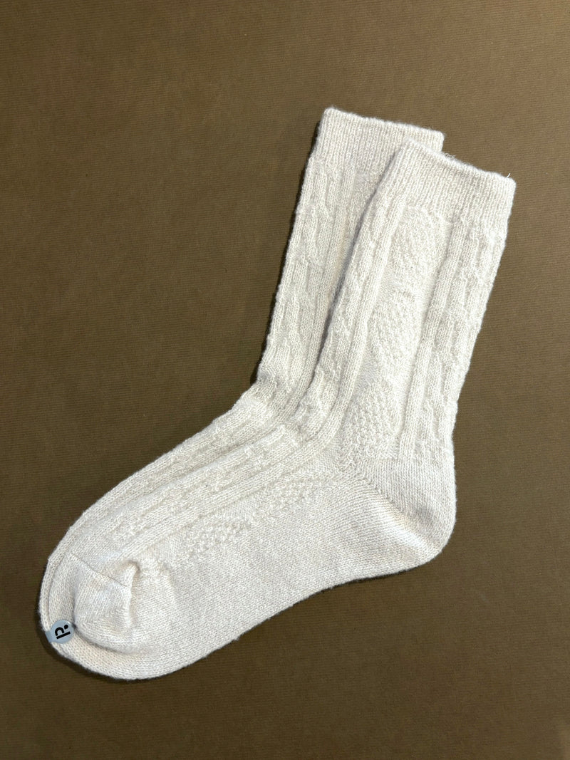 Wool Crew Socks Cream