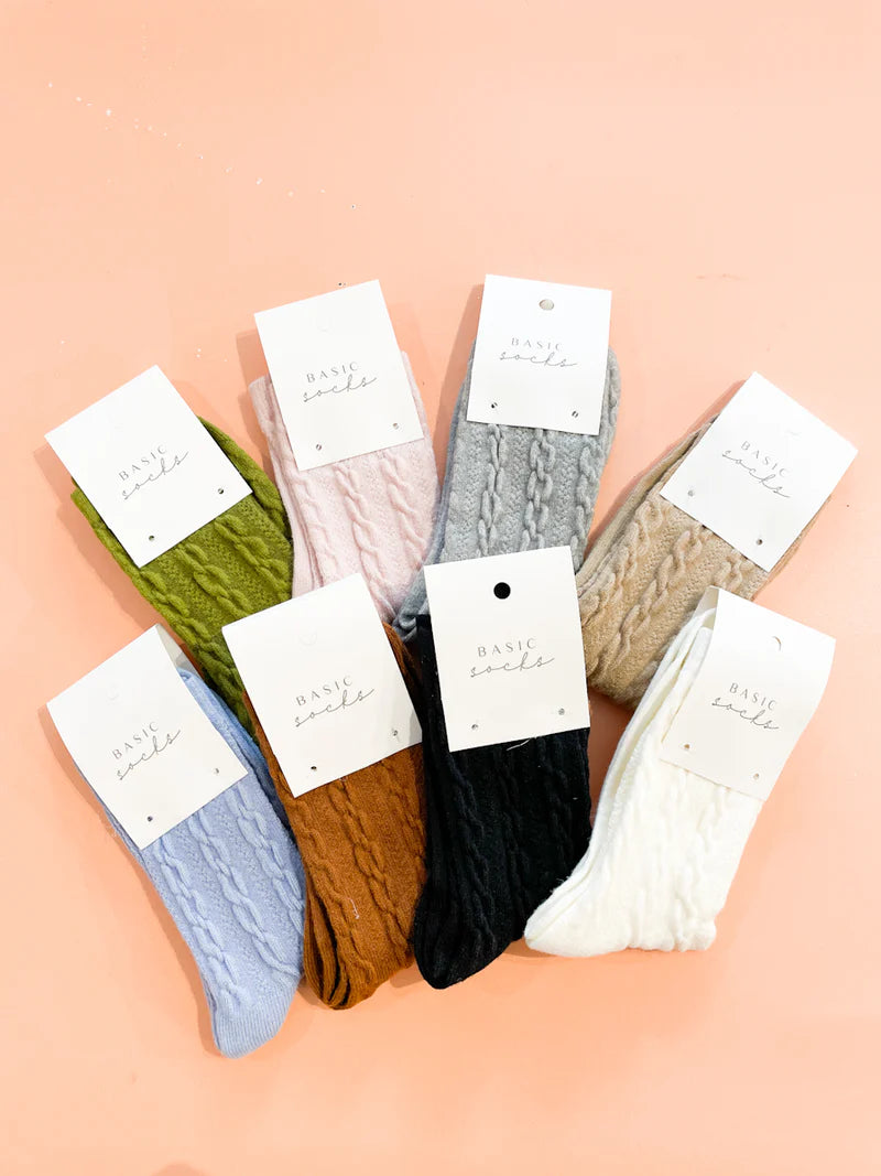Winter Woolen Crew Socks - Latte