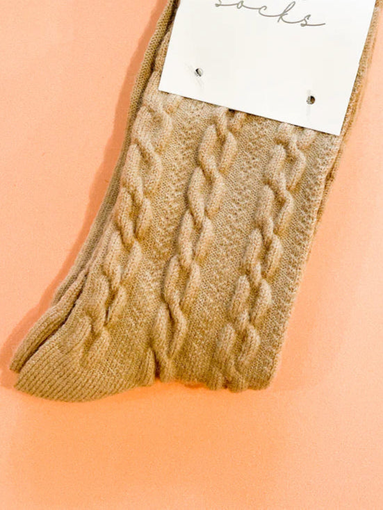 Winter Woolen Crew Socks - Latte