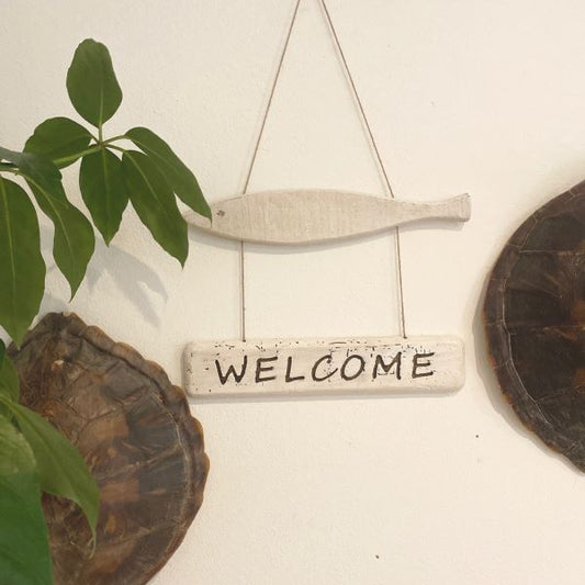 Timber Fish 'Welcome' Sign
